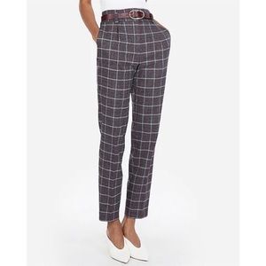 Express HIGH WAISTED PLAID PLEATED ANKLE PANT. Size 00R